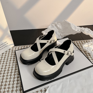 Sweet Cool Cross Buckle Mary Jane Women's Shoes JK Small Leather Shoes